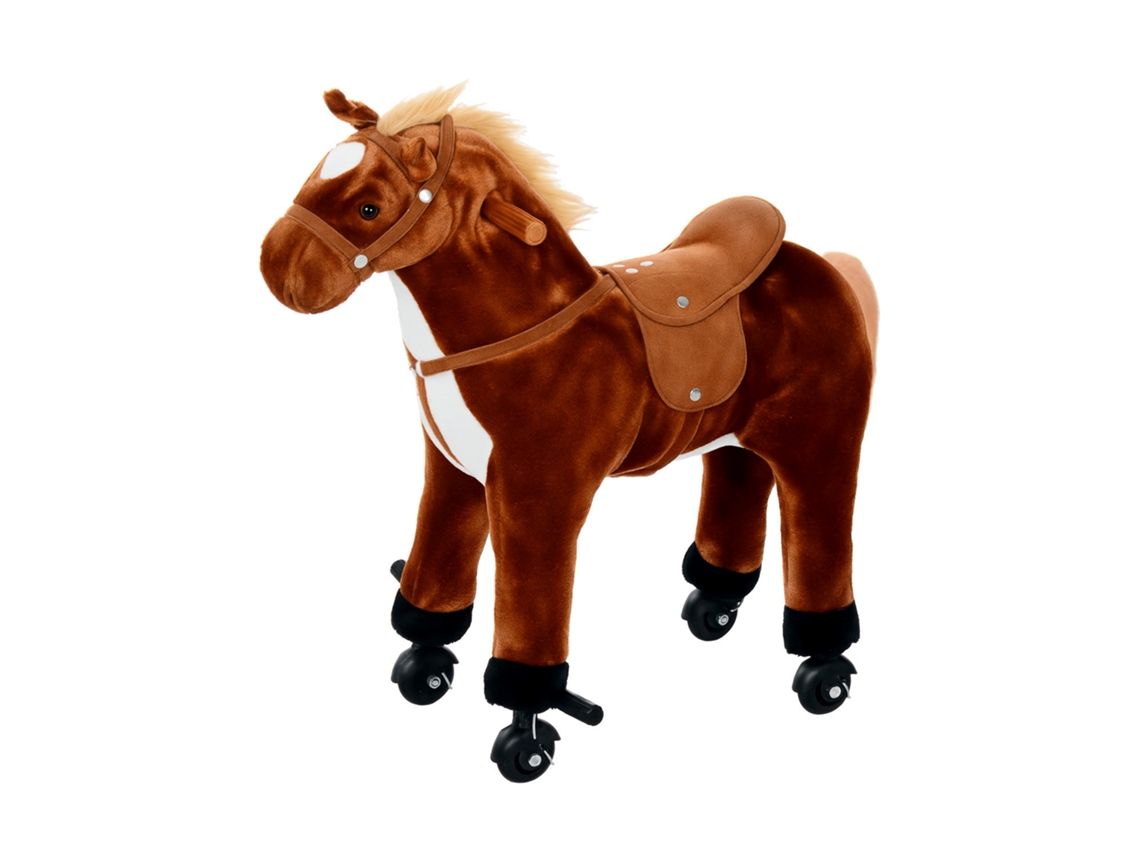 Cavalo Brinquedo Metal Rodas Sons 60kg Castanho