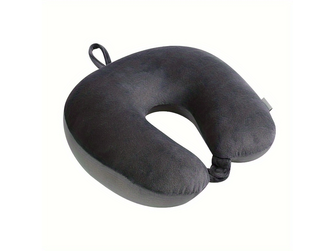 Almofada Ergonômica Para Pescoço Com Partículas De Espuma, Alças Ajustáveis E Capa Macia De Poliéster, Cinza Slowmoose