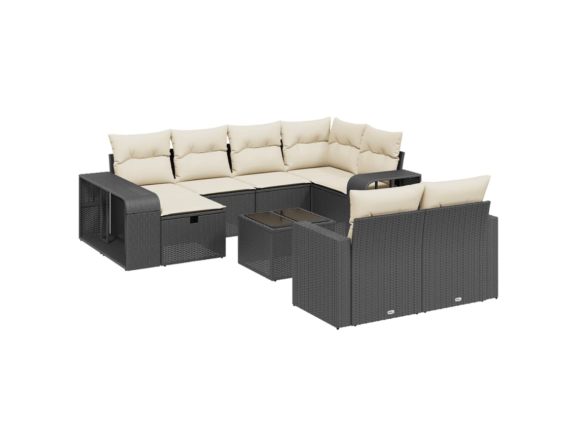 Conjunto 1 Conjunto De Sofás De Jardim Vidaxl Preto Vime Pe (65.5 X 62 X 69 Cm)