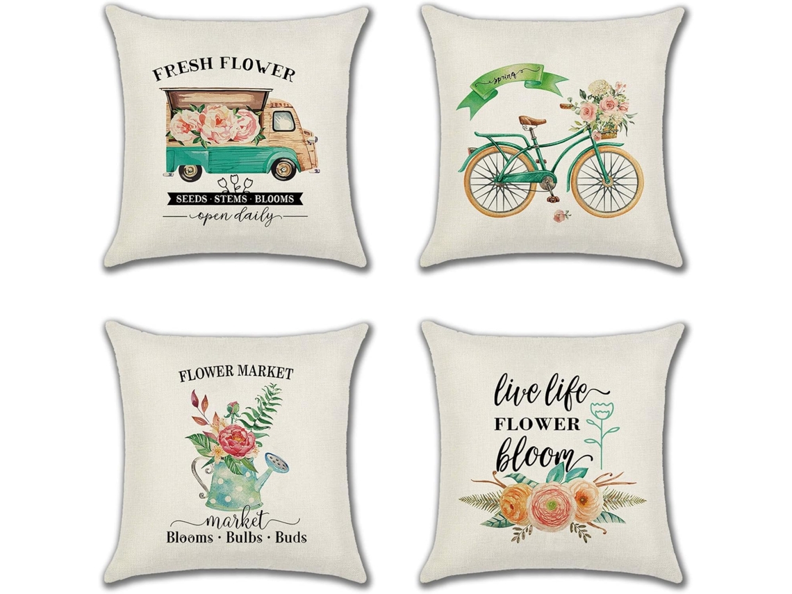 Conjunto De 4 Capas De Almofadas Decorativas Florais 45x45 Cm Capas De Almofadas Quadradas Decorativas De Verão Sofá Capas De Almofadas De Flores