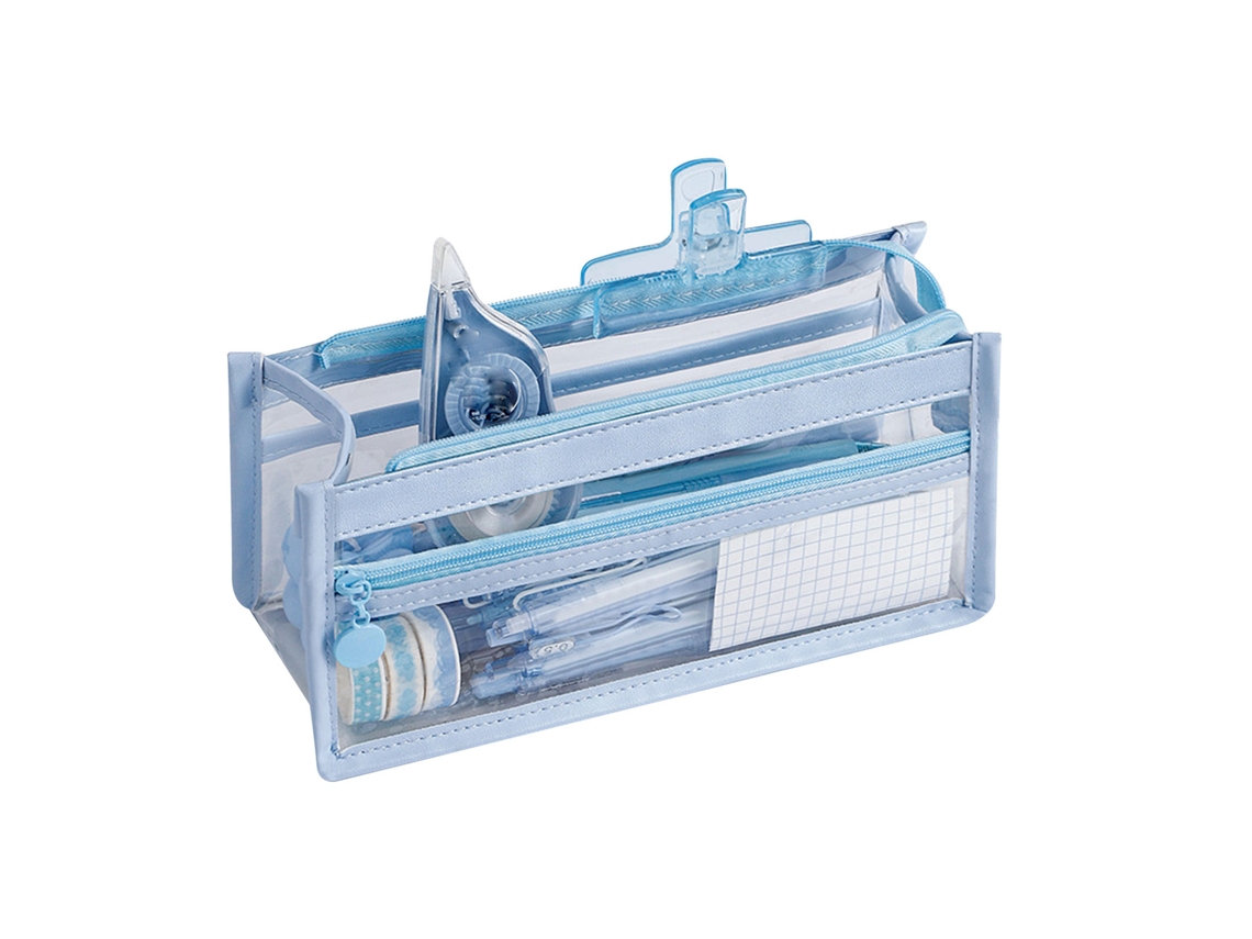Estojo Transparente Azul Portátil Multifuncional LAXISCREED