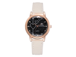 Relógio de Pulso Feminino com Correia Pu Liga Quartzo Mostrador Redondo Branco