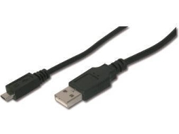 Cabo de Dados ASSMANN (USB A - Micro USB B - 1 m - Preto)