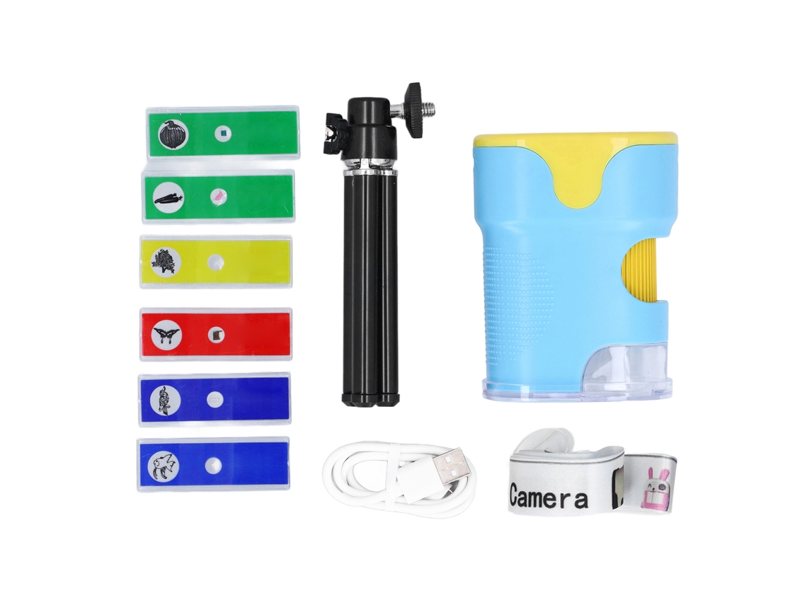 1000x Handheld Microscope 2 Inch Color Screen Kids Portable Digital Microscope With Fhd 10mp Photo Video Capture Fill Light 6 Sample Slides Blue