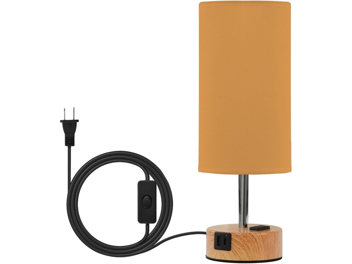 Base de mesa pequena Yuiboo, base de cabeceira pequena laranja sólida com cúpula e luminárias têxteis incluídas para Em