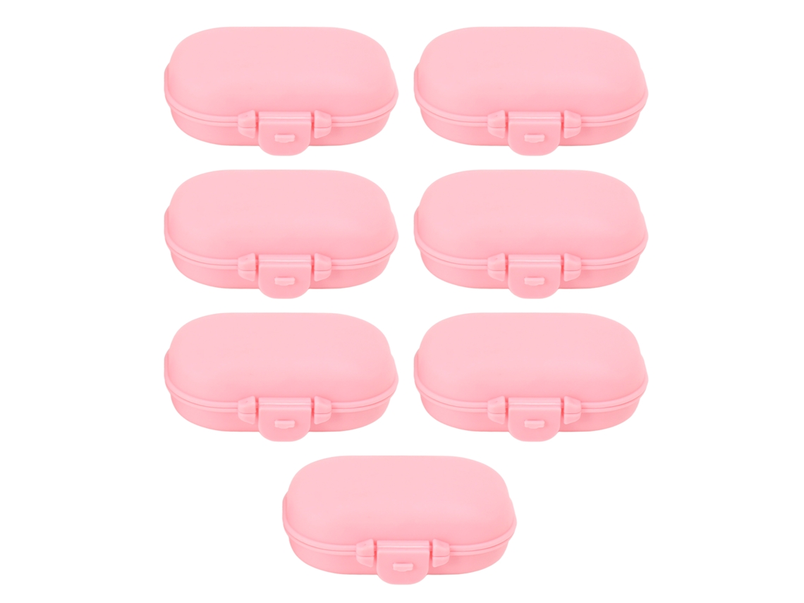 7pcs Caixa de Remédios Portátil com 4 Compartimentos Segura Mini Organizador para Viagem Outdoor Rosa | S/MARCA