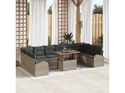 Vidaxl Conjunto De Sofá De Jardim 11 Unid. Cinzeto Rattan Sintético