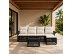 Vidaxl Conjunto De Sofá De Jardim 6 Unid. Preto Vime Pe