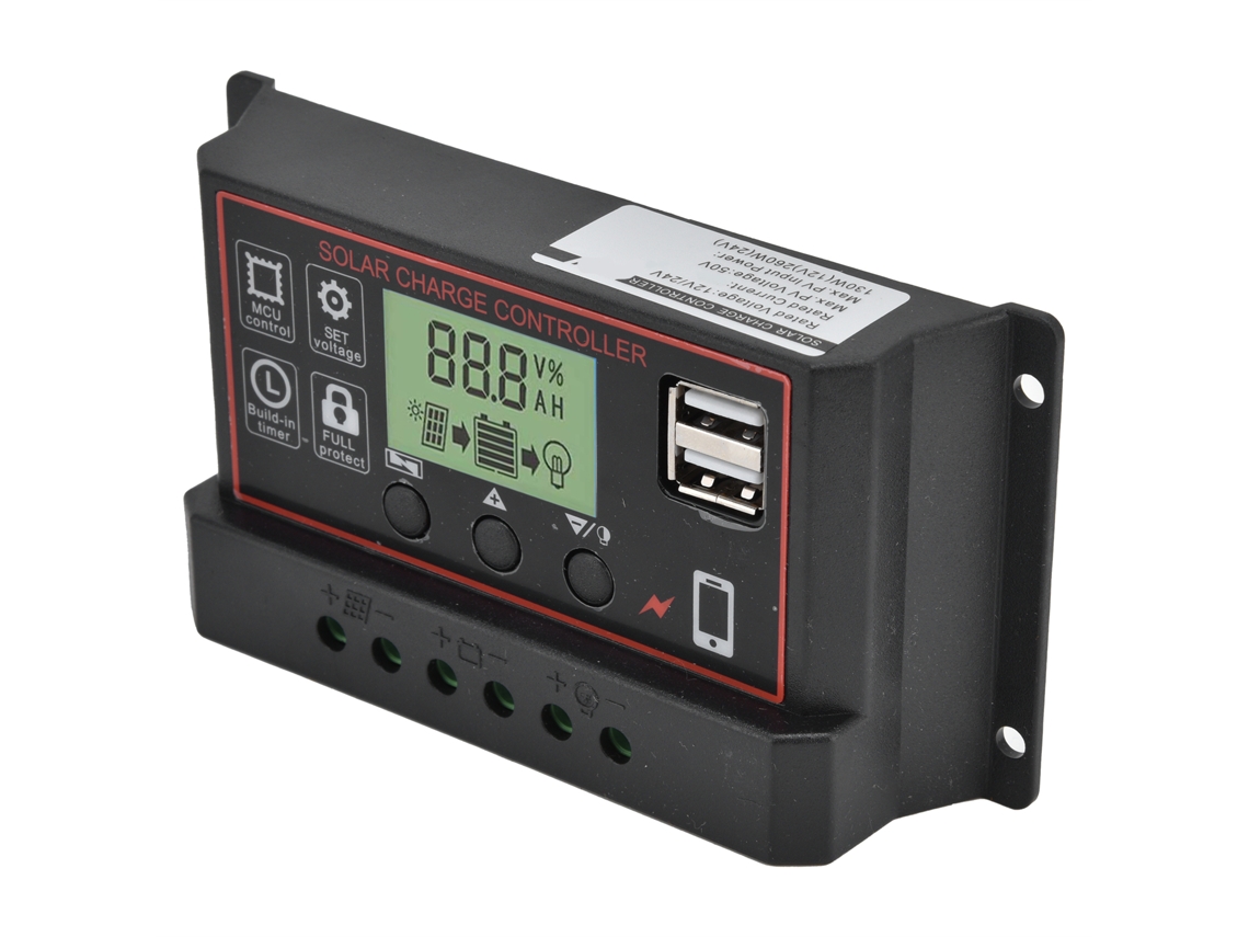Laxiscreed Controlador De Carga Inteligente Com Duas Portas Usb Para 12v E 24v