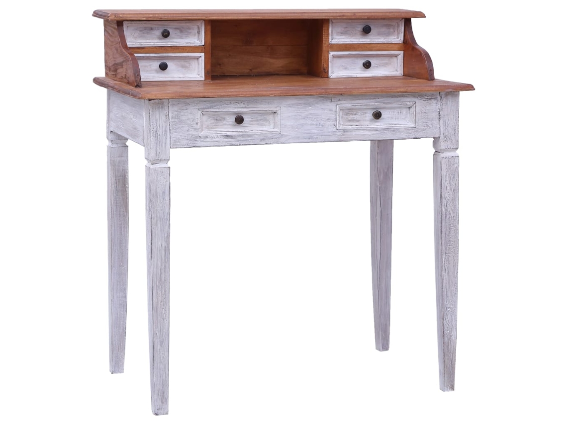 Vidaxl Secretária Com Gavetas 90x50x101 Cm Madeira De Mogno Maciça