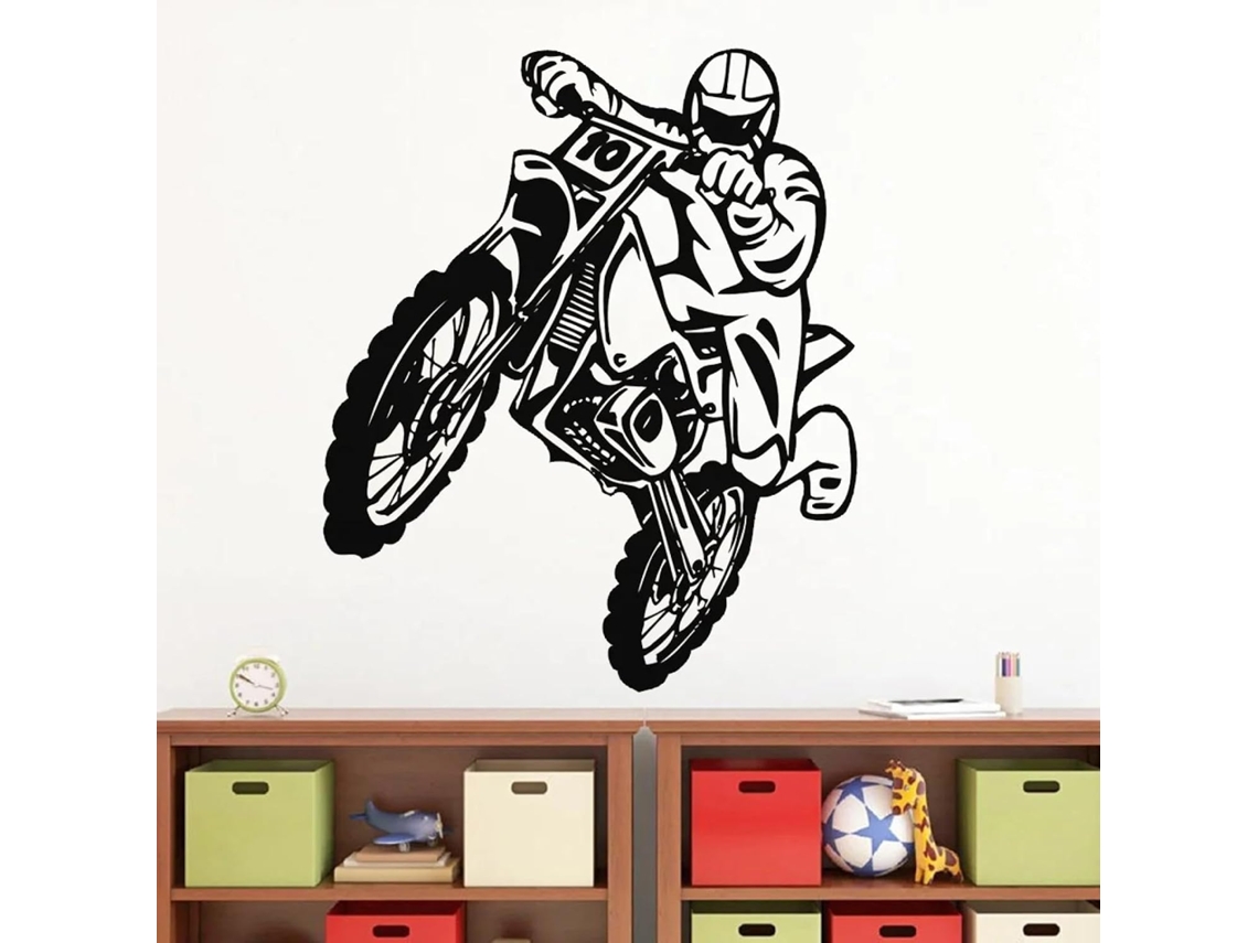 Adesivos Muraux Roues De Moto Para Quartos De Garçons E Crianças, Decorações De Tête De Lit, Adesivos Muraux Sports Extrêmes Moto