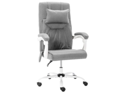 Vidaxl Cadeira De Escritório C/ Função De Massagem Tecido Cinzento