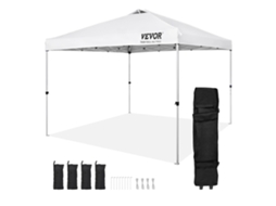 Tenda Gazebo Emergente 304,8x304,8 Cm Para Acampar Na Praia Com Bolsa, Branca Vevor