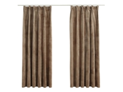 Maison Exclusive - Cortinas Blackout Com Ganchos 2 Pcs 140x175 Cm Veludo Bege