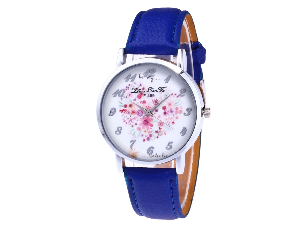 Reloj De Pulsera De Cuarzo Para Estudiantes Con Correa De Cuero Patrón Lichi Azul Real