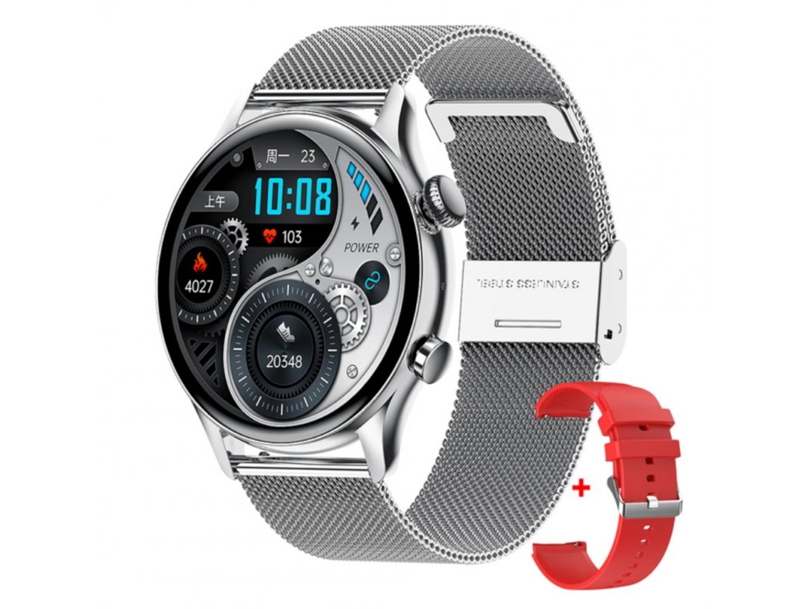 Smartwatch Hk8Pro Amoled Bluetooth Chamada Controle de Voz Monitor Fitness Silver Steel