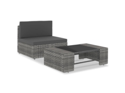 Vidaxl 2 Pcs Conjunto Lounge De Jardim Vime Pe Cinzento