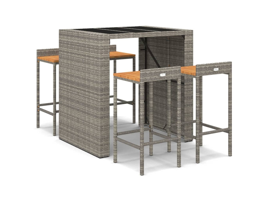 Maison Exclusive - 5 Pcs Conjunto De Bar P/ Jardim Vime Pe/acácia Maciça Cinzento