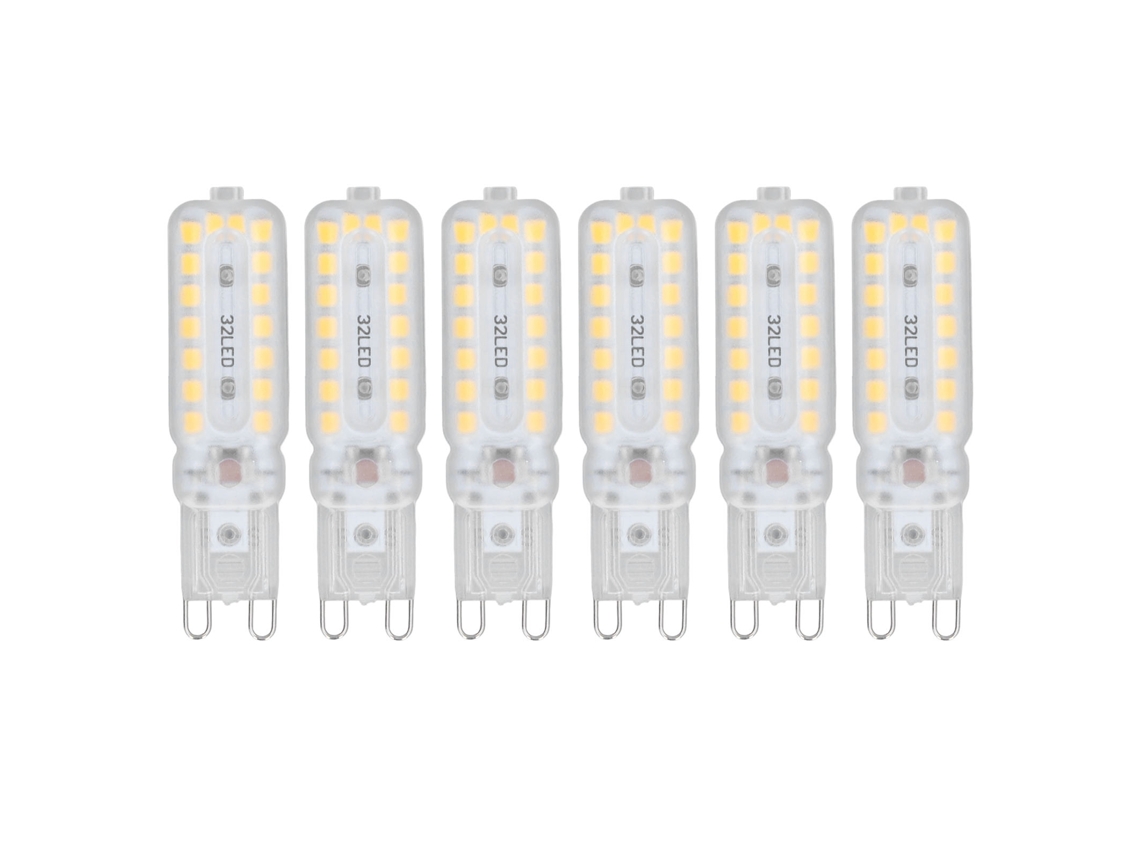 6pcs Lâmpadas Led G9 7w regulável 360° base G9 iluminação branca quente 220 240v