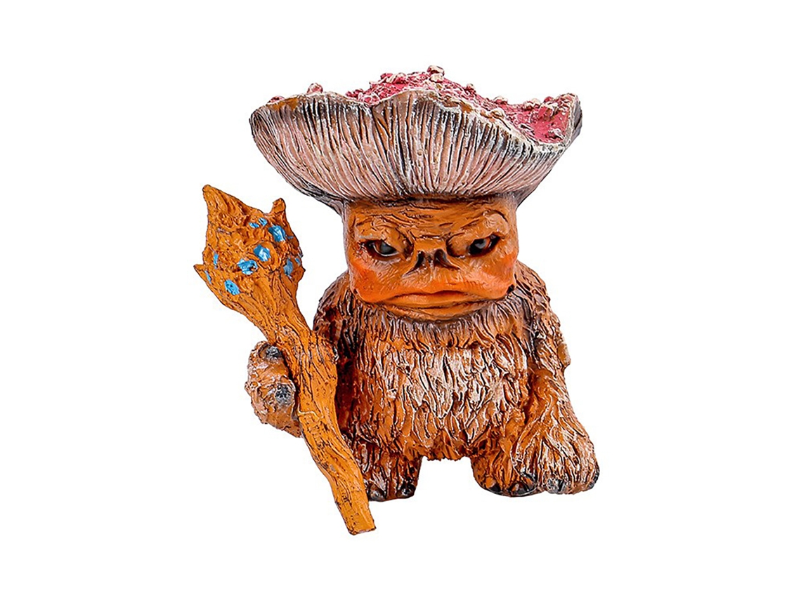 Decoração Elfo Cogumelo Laranja Monstro Fofo