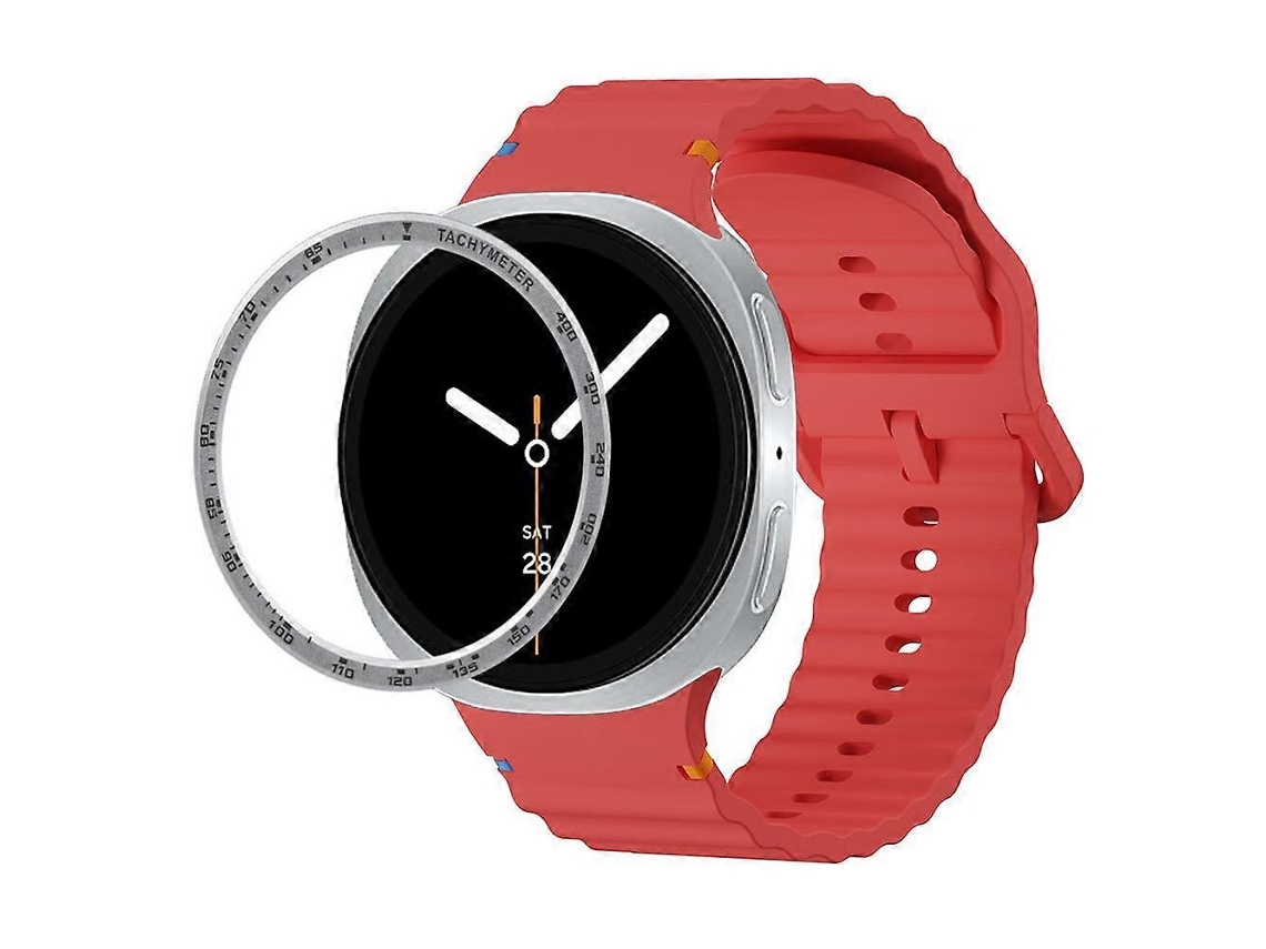 Pulseira De Silicone Com Aro Giratório E Fivela Colorida Com Costura Em Padrão Ondulado.