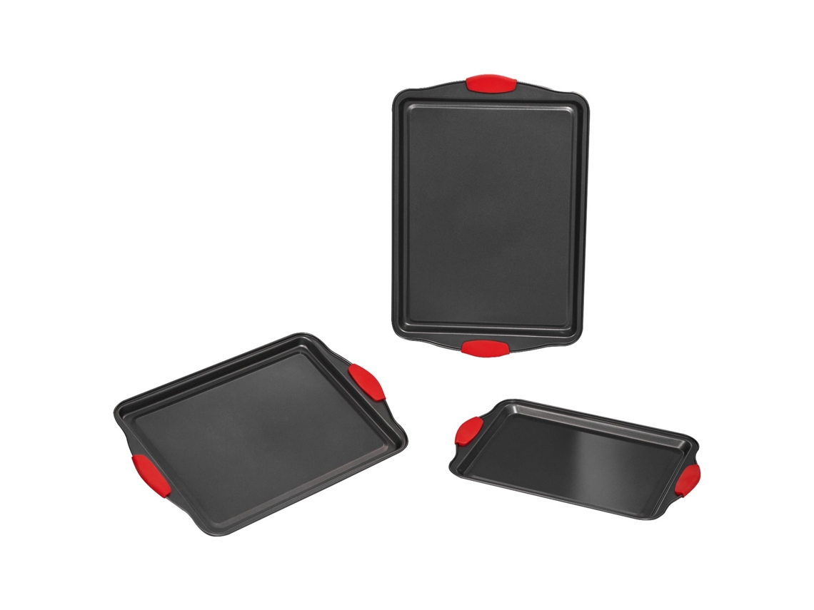 Conjunto De 3 Frigideiras Antiaderentes Em Aço Carbono Com Alças De Silicone Pretas Vevor
