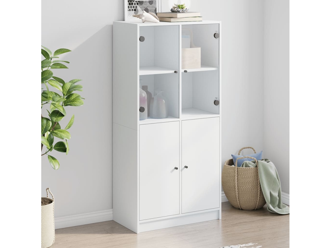 Armario alto con puertas 68x37x142 cm Derivados de madera Blanco