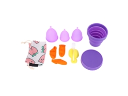 Kit Copo Menstrual de Silicone 3 Tamanhos Reutilizável Anti fugas Roxo