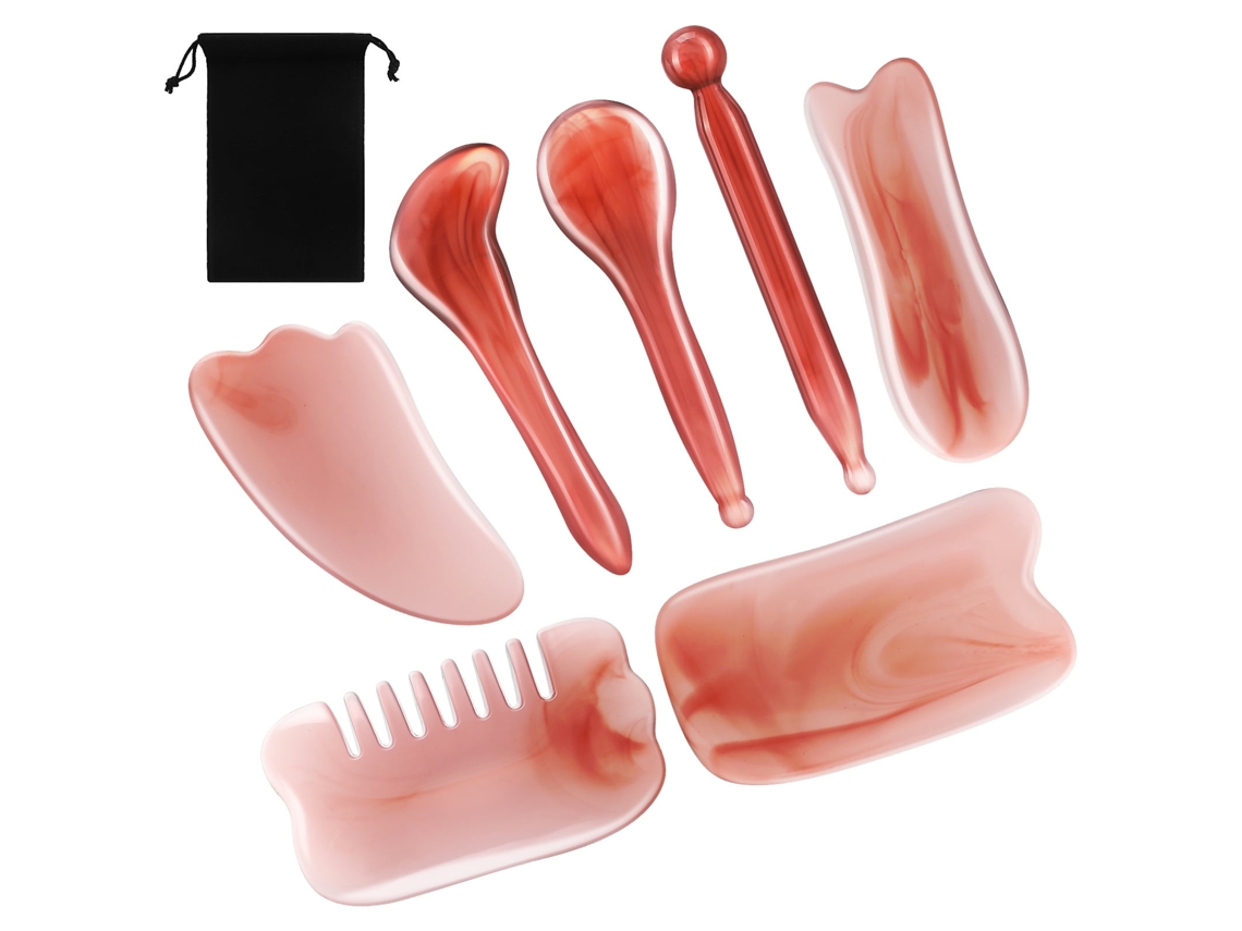Conjunto de 1 ferramenta Gua Sha com bolsa de armazenamento