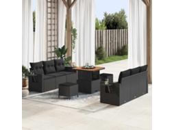 Vidaxl Conjunto De Sofá De Jardim Preto Vime Pe