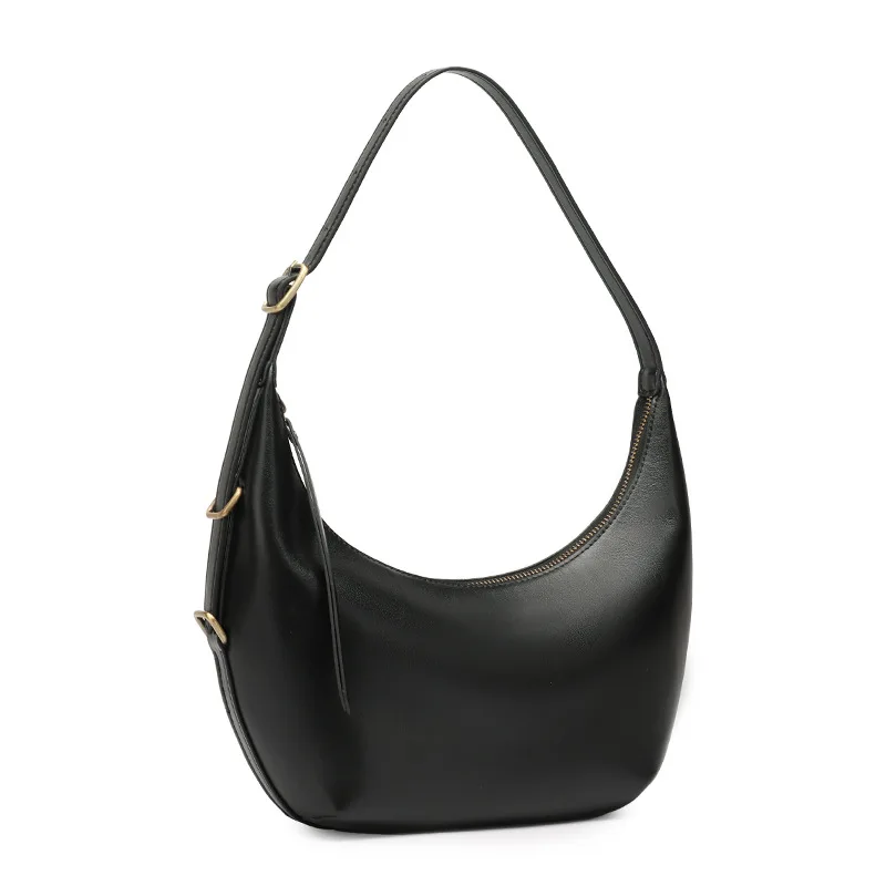 (preta) Bolsa De Ombro Feminina Elegante, Em Couro Legítimo, Bolsa Transversal Feminina, Bolsa De Mão Feminina