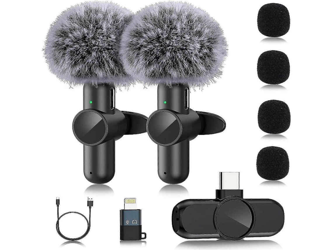 Pacote Com 2 Microfones De Lapela Sem Fio, Mini Fio Profissionais Plug Play, Microfone Para Transmissão Ao Vivo Vlogs Aquaforge