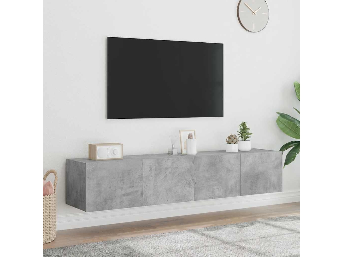 Vidaxl Móveis De Parede Para Tv Com Luzes Led 2 Pcs Cinzento Cimento
