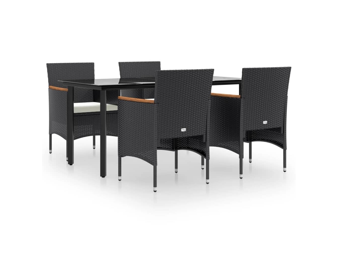 Garden Dining Set, Garden Dining Sets Vidaxl Preto Rattan / Vime (160 Cm Table Length)