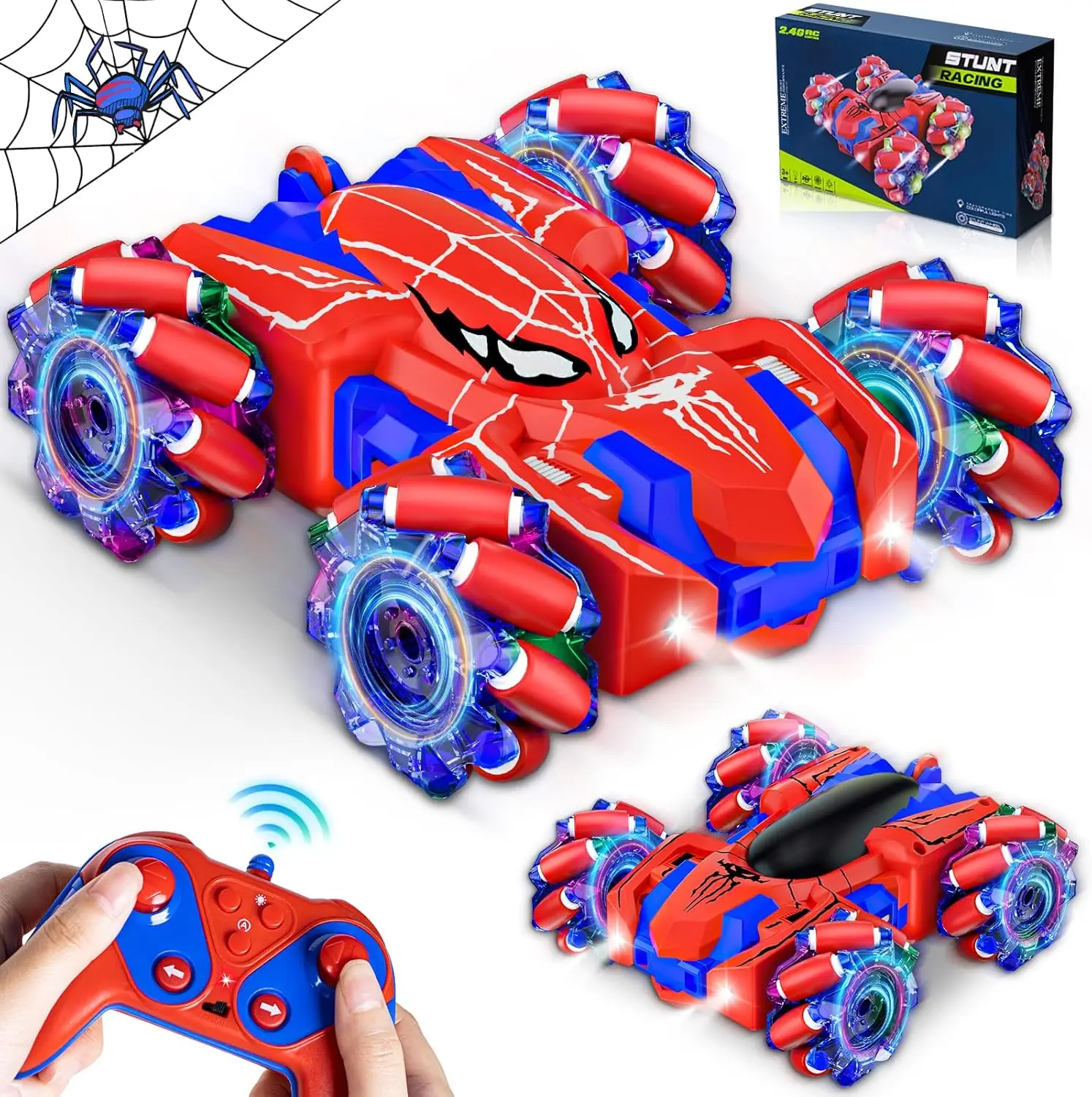 Carro Acrobático Controlado Remotamente Sem Fio, Carro Elétrico Com Tração Nas Quatro Rodas, Em Formato De Aranha.