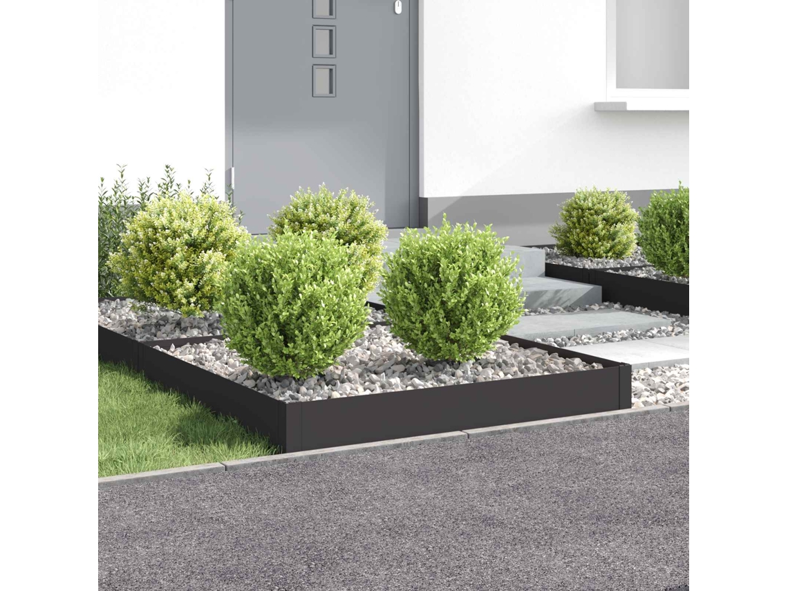 Vidaxl Acabamento Para Gramado 4 Unid. 100 X 100 X 20 Cm Aço Preto