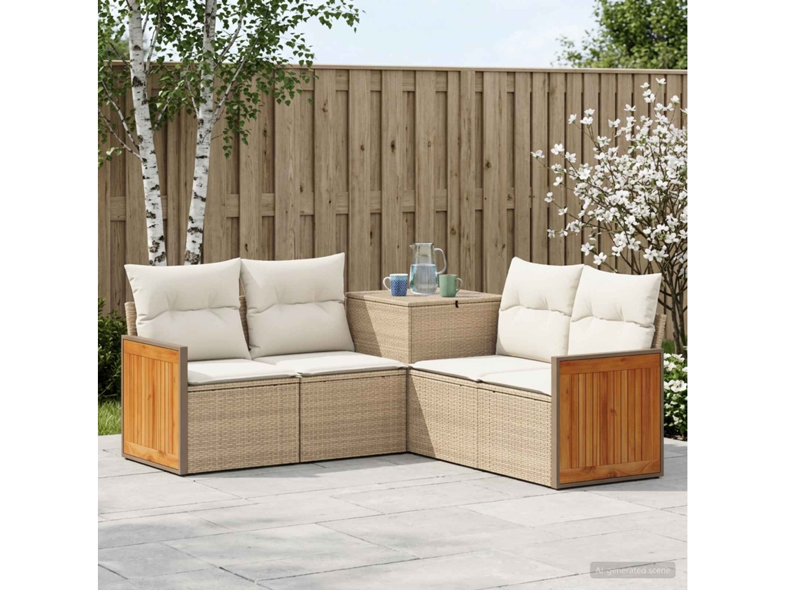 Vidaxl Conjunto De Sofás 5 Unid. Bege E Branco Creme