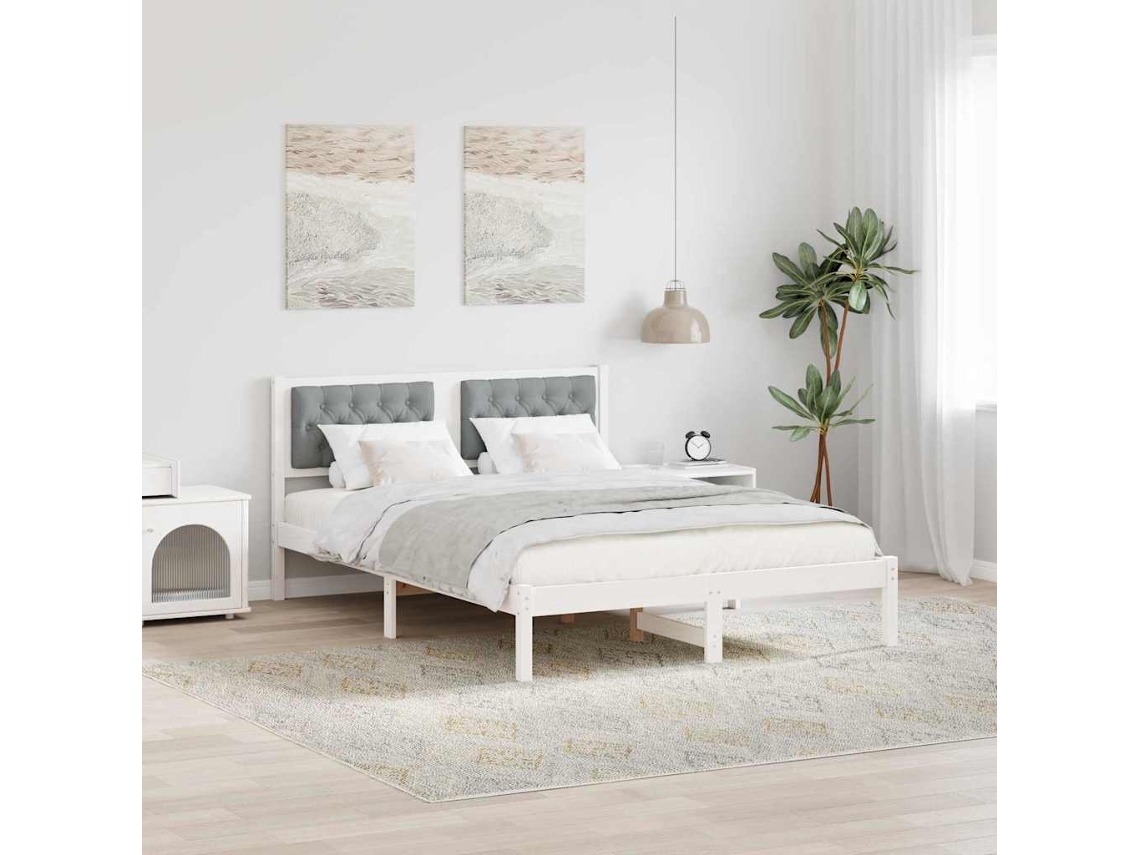 Vidaxl Estrutura Da Cama Com Cabeceira Cinzento-claro 150 X 200 Cm