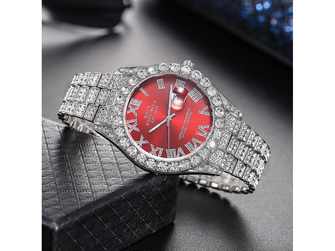 Relógio masculino Ruo Lin Do Hengrongshen em liga metálica com strass e calendário