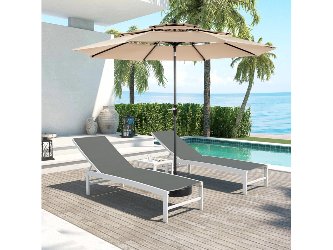 Guarda sol Retangular 4,5m Manivela Exterior Sem Base Cáqui VELTRIX