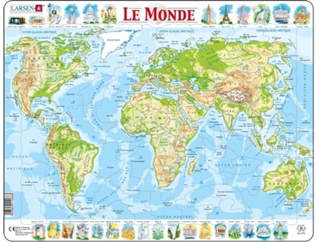 Puzzle LARSEN La-K4-Fr de Moldura 80 Peças Mapas
