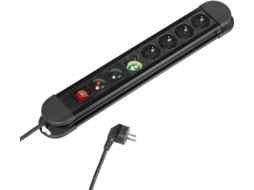 Extensão 5T VIVANCO Com Interruptor 1.4M VIVANCO(Aluminio/Preto)