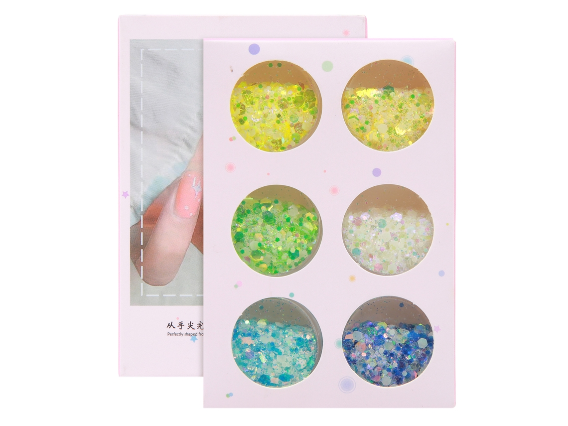 6 Caixas De Strass De Unha Luminosas 6 Cores Abs Elegantes Para Festas E Férias