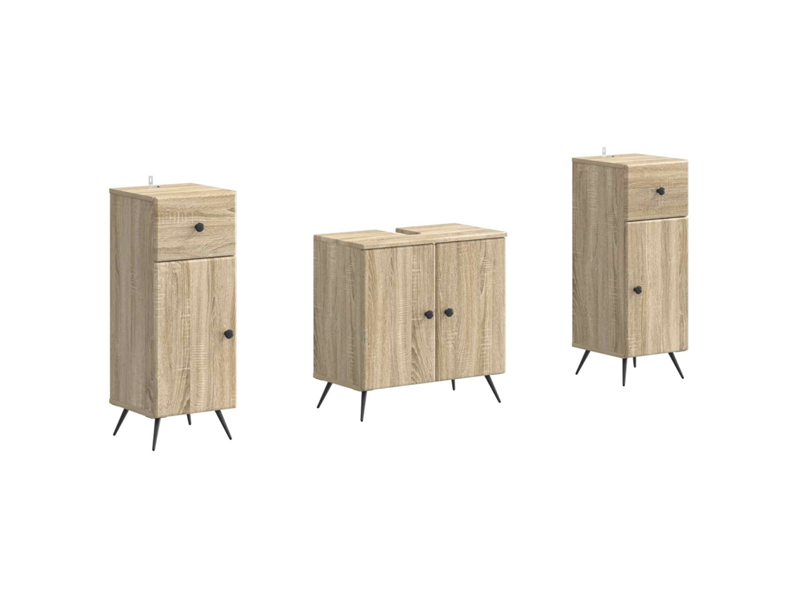 Vidaxl Conjunto De Armário De Banheiro Com 2 Peças Breda