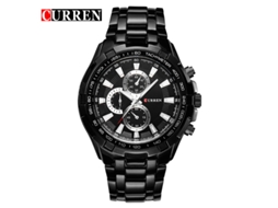 Relógio Masculino de Quartzo À Prova D'água, Pulseira Milanesa, Seis Ponteiros, Mostrador de Data MDUG (preto e Ouro Rosa)