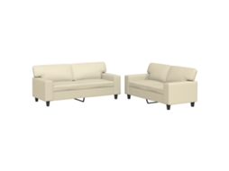2 Pcs Conjunto de Sofás Couro Artificial Cor Creme MAISON EXCLUSIVE