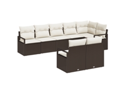 Conjunto 8 Conjunto De Sofá De Jardim Vidaxl Castanho Vime Pe (287 X 122 X 85 Cm)