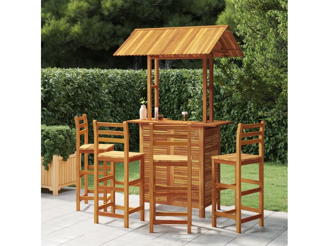Vidaxl 5 Pcs Conjunto De Bar Para Jardim Madeira De Acácia Maciça