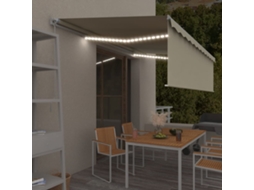 Vidaxl Toldo Retrátil Manual Com Estore/led 5x3 M Cor Creme