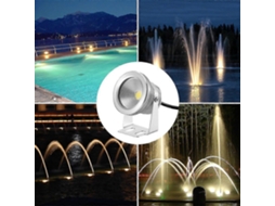 Rebe luz Submarina Led Impermeável Ip65 para Piscina, Fonte, Lago, Jardim, Aquário 900 1000lm 180 Graus Ajustável 10w 12v Luz Cálida Prateada
